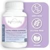 Lightbody Total Stress Support Supplement Bottle with text: gmo-free, gluten-free, vegan.