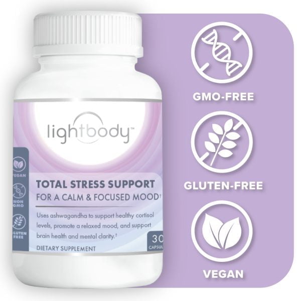 Lightbody Total Stress Support Supplement Allergen Friendly Gluten Free GMO Free Vegan