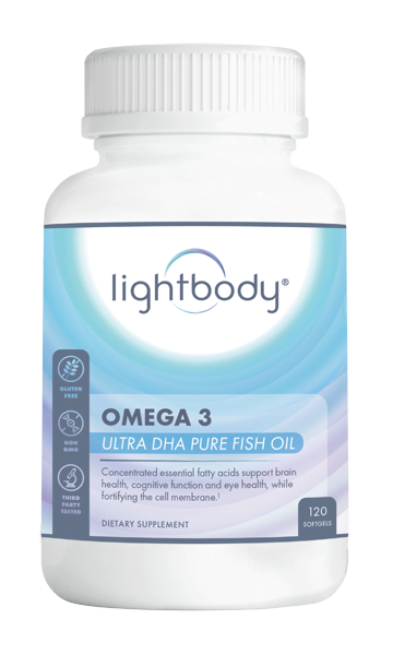 Lightbody Omega-3 Ultra DHA pure fish oil supplement Bottle.